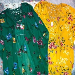 Yellow and Green floral cardigans
